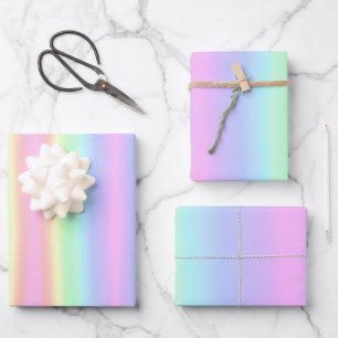 Feuille De Papier Cadeau Joli Pastel Rainbow dégradent
