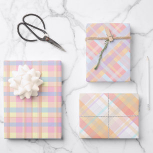 Feuille De Papier Cadeau Joli Pastel Retro Classic Plaid Motif