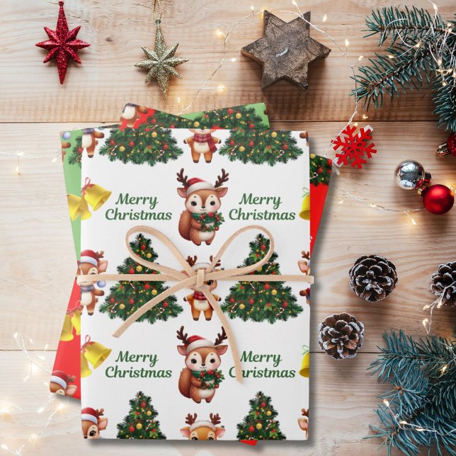 Feuille De Papier Cadeau Joli renne de Noël (Créateur téléchargé)