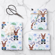 Joli renne de Noël bleu festif