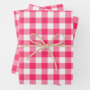 Feuille De Papier Cadeau Joli Rose rose et blanc Buffalo Plaid En vichy