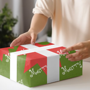 Feuille De Papier Cadeau Joli Rouge Vert Elfe en coton rayures Joyeux Noël