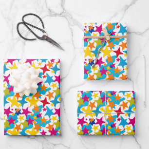 Feuille De Papier Cadeau Joli stars arc-en-ciel enfants motif carrelé