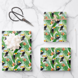 Feuille De Papier Cadeau Joli toucan en carrelage fête oiseau tropical