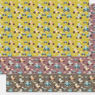 Feuille De Papier Cadeau Joli tracteur motif ferme cadeau enfant Enveloppem