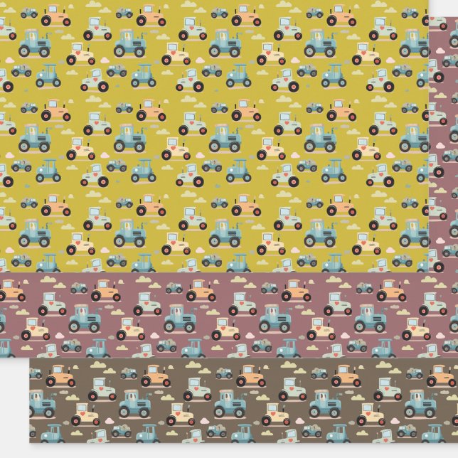 Feuille De Papier Cadeau Joli tracteur motif ferme cadeau enfant Enveloppem (Créateur téléchargé)