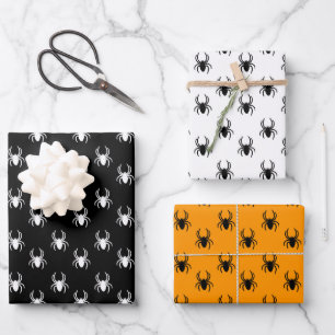 Feuille De Papier Cadeau Jolie araignée noire orange