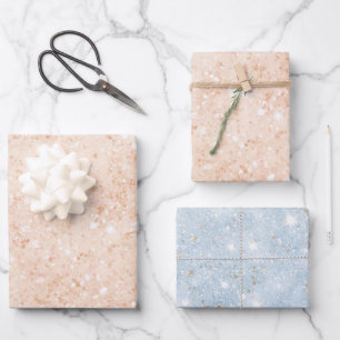 Feuille De Papier Cadeau Jolie Faux Paillettes Rose Saumon Bleu Bébé pour u