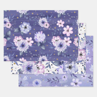 Feuille De Papier Cadeau Jolie fille violet rose Parties scintillant floral