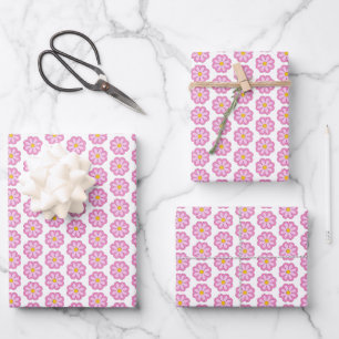Feuille De Papier Cadeau Jolie fleur de marguerite rose