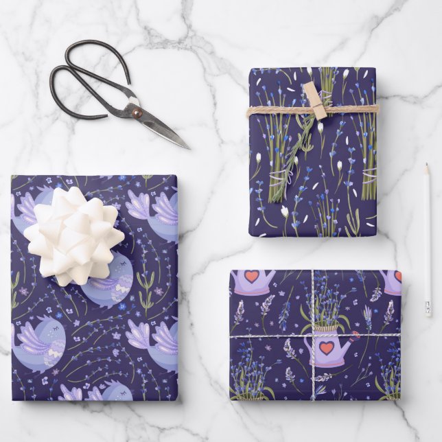 Feuille De Papier Cadeau Jolie Lavande violette (Recto)