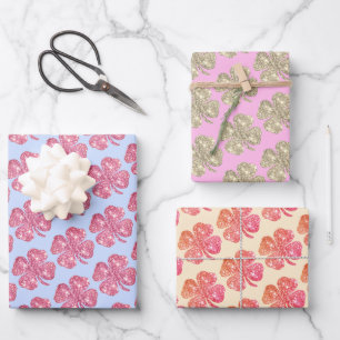 Feuille De Papier Cadeau Jolie Parties scintillant Lucky Clover rose Bleu B