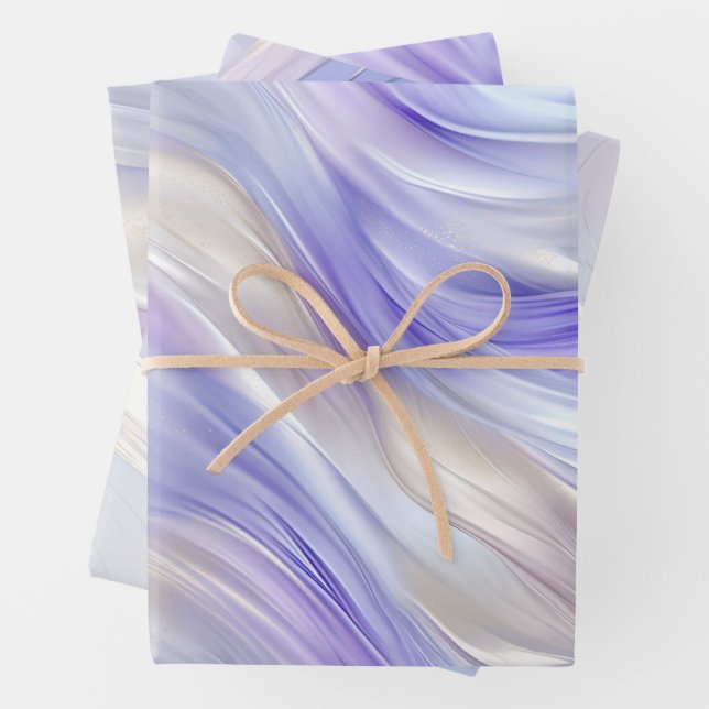 Feuille De Papier Cadeau Jolie perle bleu violet perle blanc perles (En situation)