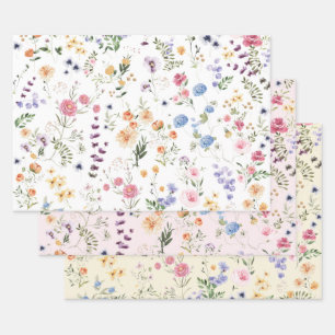 Feuille De Papier Cadeau Jolie prairie de fleurs sauvages jardin botanique 