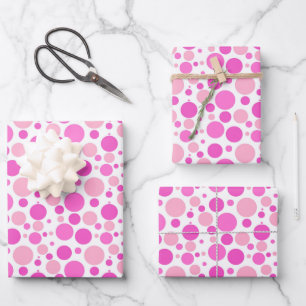 Feuille De Papier Cadeau Jolie soirée à pois rose carrelé