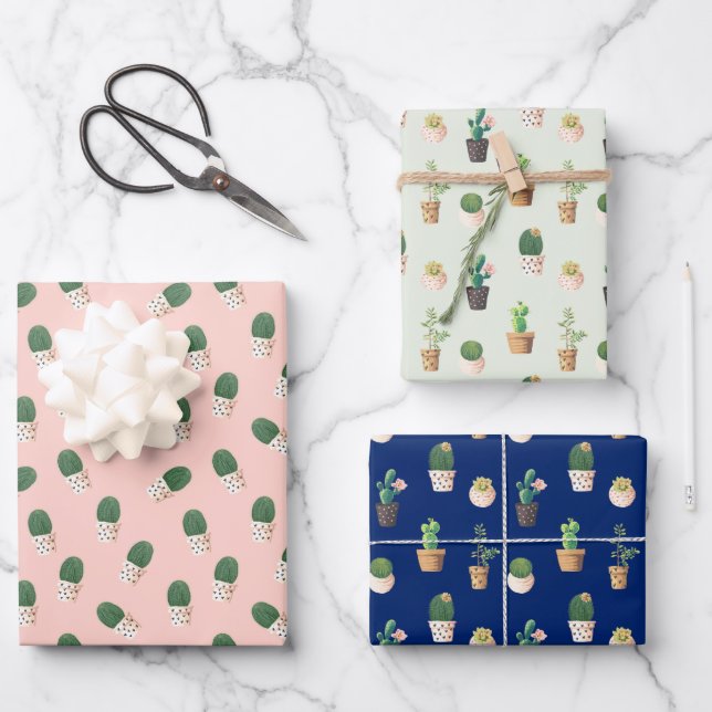 Feuille De Papier Cadeau Jolie Succulente  (Recto)