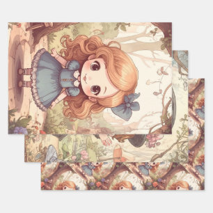 Feuille De Papier Cadeau Jolies Aventures d'Alice au Pays des Merveilles Ar