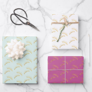 Feuille De Papier Cadeau Jolis cils rose menthe or pour anniversaire