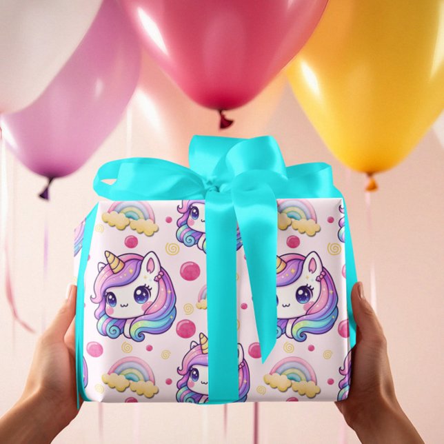 Feuille De Papier Cadeau Jolis licornes roses  (Créateur téléchargé)