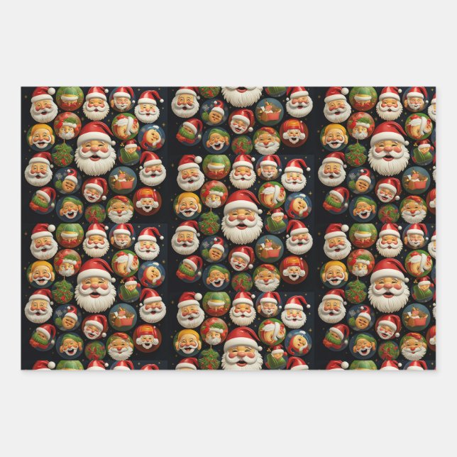 Feuille De Papier Cadeau Jolly Santa's wrapping paper (Devant 3)