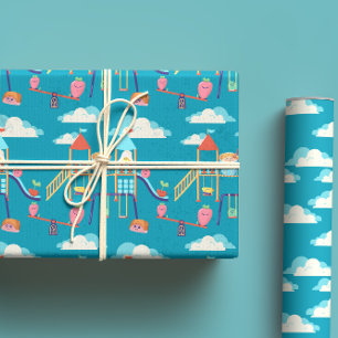 Feuille De Papier Cadeau Jouer avec des caricatures mignonnes de nourriture