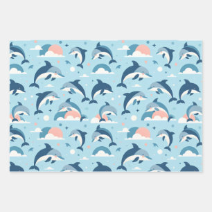 Feuille De Papier Cadeau Jouer Motif de dauphins