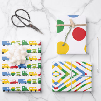 Feuille De Papier Cadeau Jouets de garçons Transport coloré Fête d'annivers