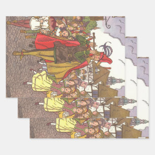 Feuille De Papier Cadeau Joueur de flûte de Hamelin d'après un conte de fée