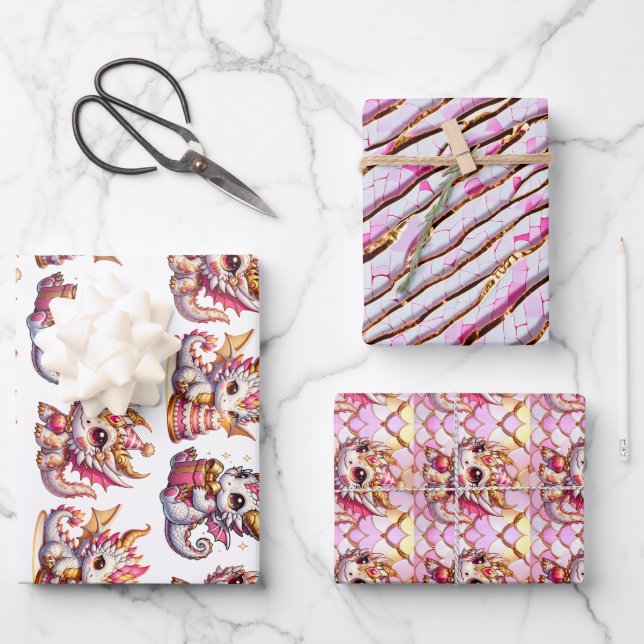 Feuille De Papier Cadeau Jour d'anniversaire du dragon personnalisé (Recto)