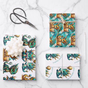 Feuille De Papier Cadeau Jour d'anniversaire du dragon personnalisé