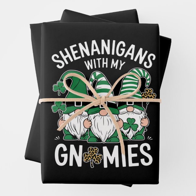 Feuille De Papier Cadeau Jour de la Saint Patrick Lucky Shamrock Leopard Gn (En situation)