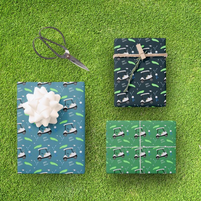 Feuille De Papier Cadeau Jour De Plaisir Au Golf Avec Bière Et Chaud Motif (Créateur téléchargé)