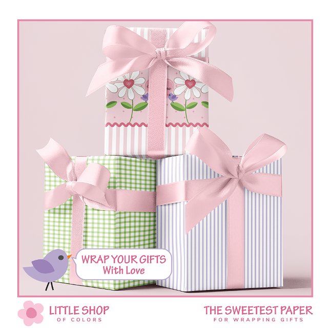 Feuille De Papier Cadeau Jour des Valentines des Coeurs Floraux (Créateur téléchargé)