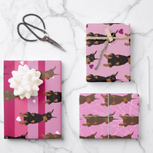 Feuille De Papier Cadeau Jour Doberman Pinscher Valentines