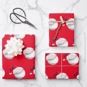 Feuille De Papier Cadeau Jour férié de Noël de Baseball Sports Père Noël