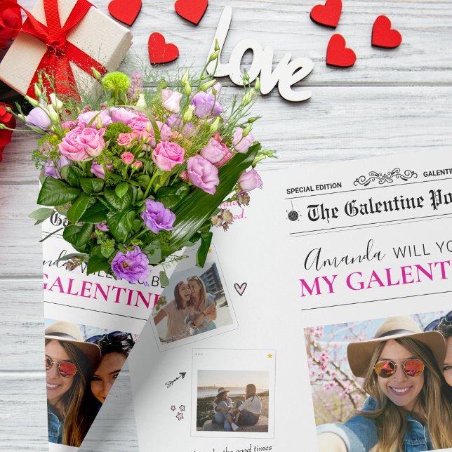 Feuille De Papier Cadeau Journal Galentines Day Flower Bouquet Photo Lips (Newspaper Galentines Day Flower Bouquet Photo Lips Wrapping Paper Sheets)