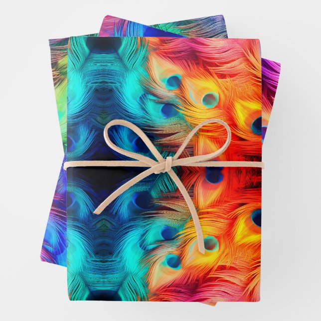 Feuille De Papier Cadeau Joyau en plumes brillantes Ton (En situation)