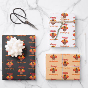Feuille De Papier Cadeau Joyeuse fête de la dinde