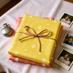 Feuille De Papier Cadeau Joyeuse fête des Mères jeu de thème orange de 3