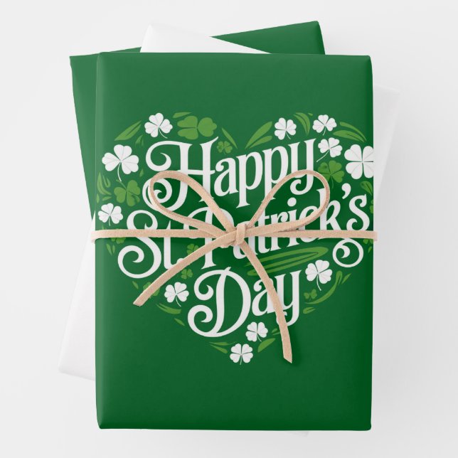 Feuille De Papier Cadeau Joyeuse Saint-Patrick  (En situation)