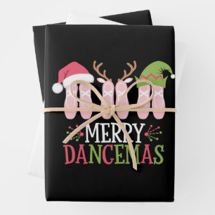 Feuille De Papier Cadeau Joyeuses Dancemas Noël Ballet Chaussures Danse