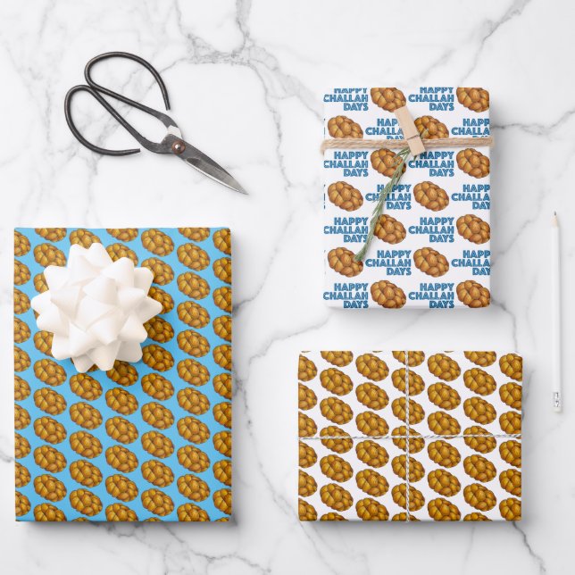 Feuille De Papier Cadeau Joyeuses fêtes de Challah Hanoukka Chanukah (Recto)