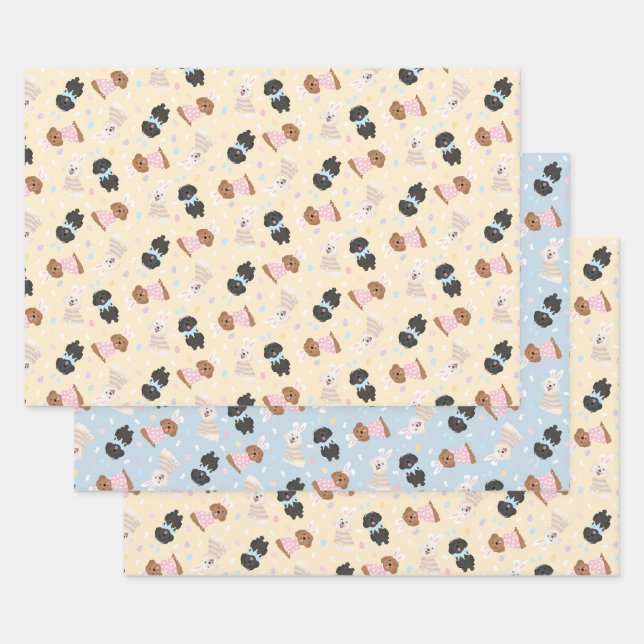Feuille De Papier Cadeau Joyeuses Pâques Chiens Maltipoo (Lot)