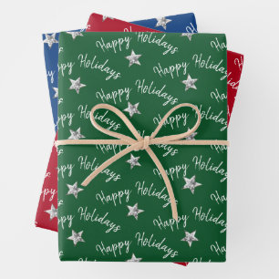 Feuille De Papier Cadeau Joyeuses Vacances Diamond Stars