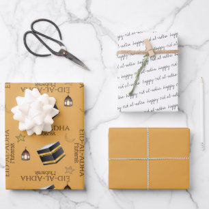 Feuille De Papier Cadeau Joyeux Aïd el-Adha Moubarak Kids Yellow Kabah Cita