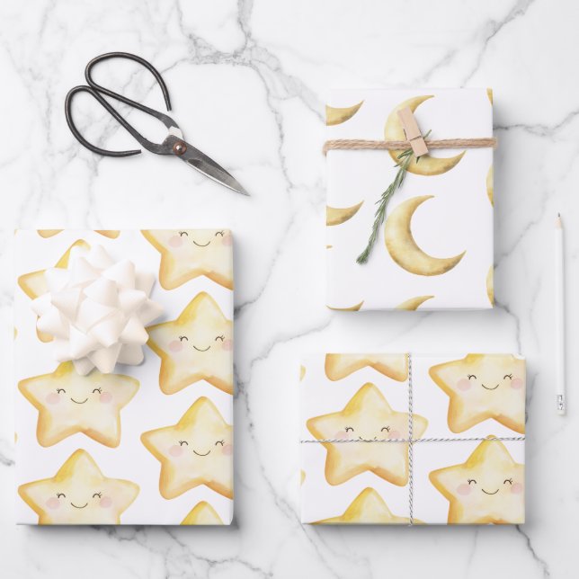 Feuille De Papier Cadeau Joyeux Anniversaire Étoile (Recto)