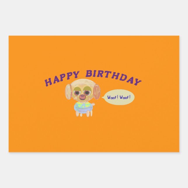 Feuille De Papier Cadeau Joyeux Anniversaire Popcorn Anime (Devant)