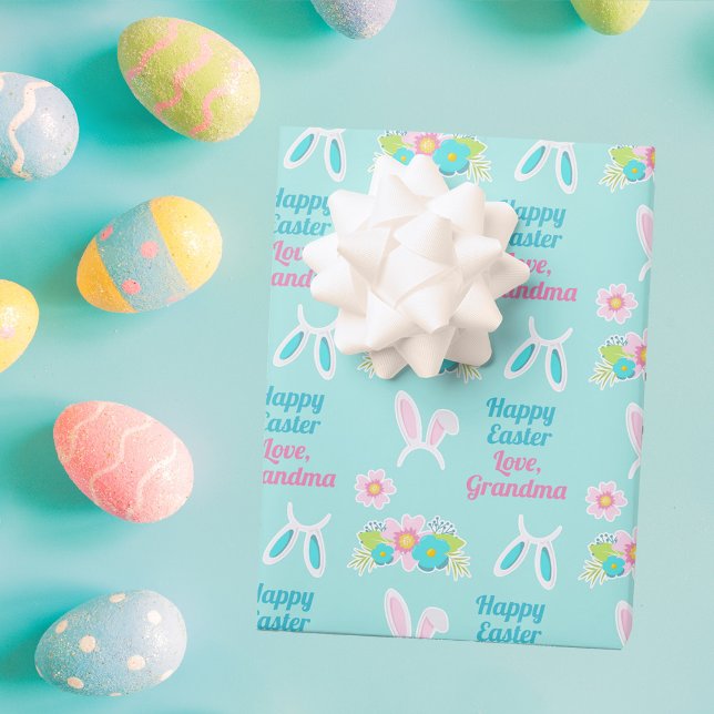 Feuille De Papier Cadeau Joyeux Bunny de Pâques Joli Pastel personnalisé Tu (Créateur téléchargé)