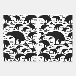 Feuille De Papier Cadeau Joyeux chien de balançoire