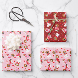 Feuille De Papier Cadeau Joyeux Chiens Beagles de la fête des Valentines